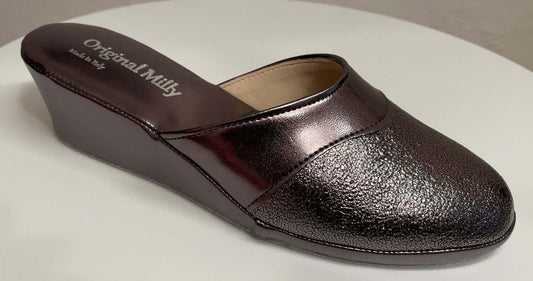 4000 Ecopelle Piombo Suola Bufalo Ciabatte da camera Donna Original Milly Made in Italy