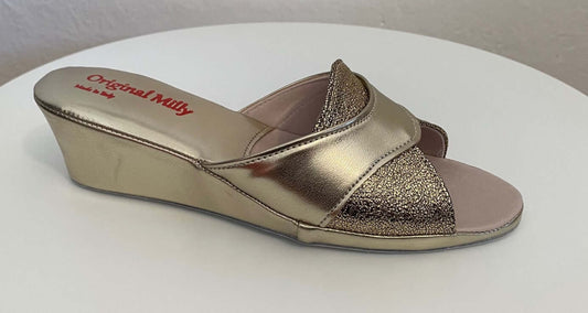 4003 Ecopelle Oro suola Bufalo Ciabatte da camera Donna Original Milly Made in Italy