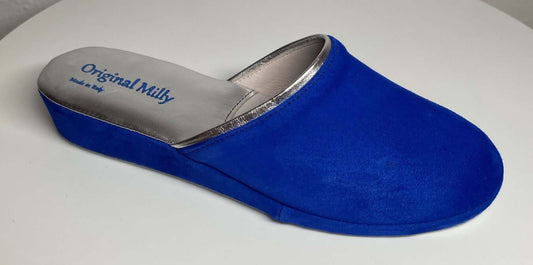 7200 Camoscio Blu Suola Bufalo Ciabatte da camera Donna Original Milly Made in Italy