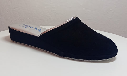 7200 Camoscio Nero Suola Bufalo Ciabatte da camera Donna Original Milly Made in Italy