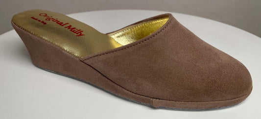 9001 Camoscio Taupe suola Bufalo Ciabatte da camera Donna Original Milly Made in Italy