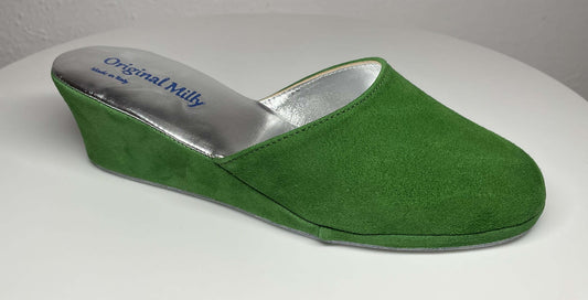 9001 Camoscio Verde Suola Bufalo Ciabatte da camera Donna Original Milly Made in Italy