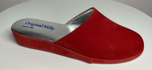 9002 Camoscio Rosso Suola Bufalo Ciabatte da camera Donna Original Milly Made in Italy