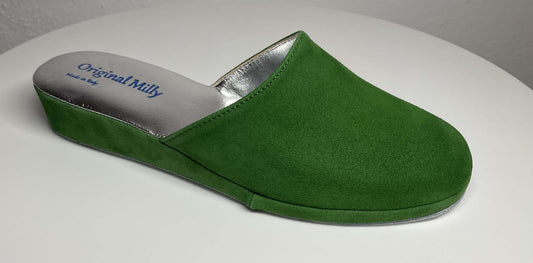 9002 Camoscio Verde Suola Bufalo Ciabatte da camera Donna Original Milly Made in Italy