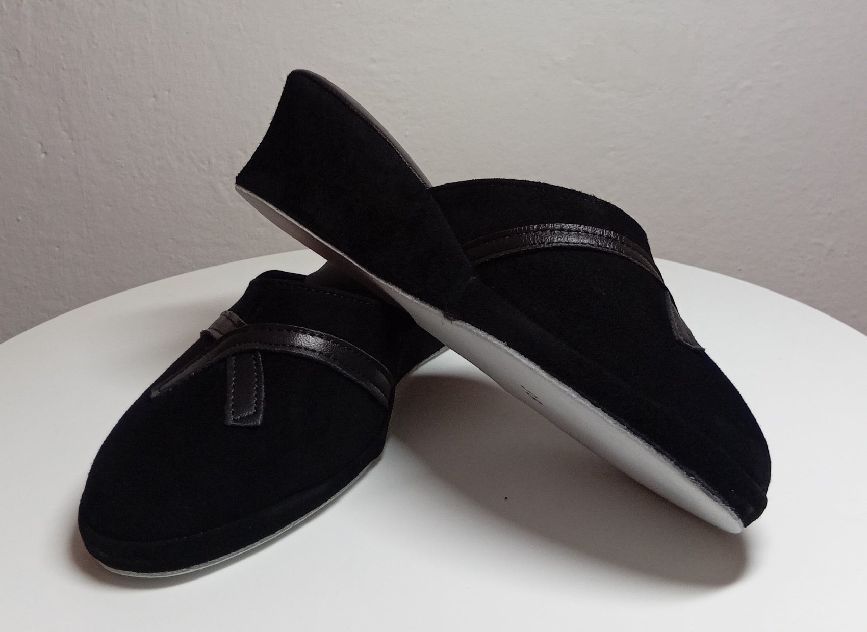 0002 Camoscio Nero Suola Bufalo Ciabatte da camera Donna Original Milly Made in Italy