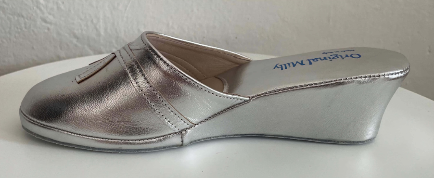 0002 Nappa Argento Suola Bufalo Ciabatte da camera Donna Original Milly Made in Italy