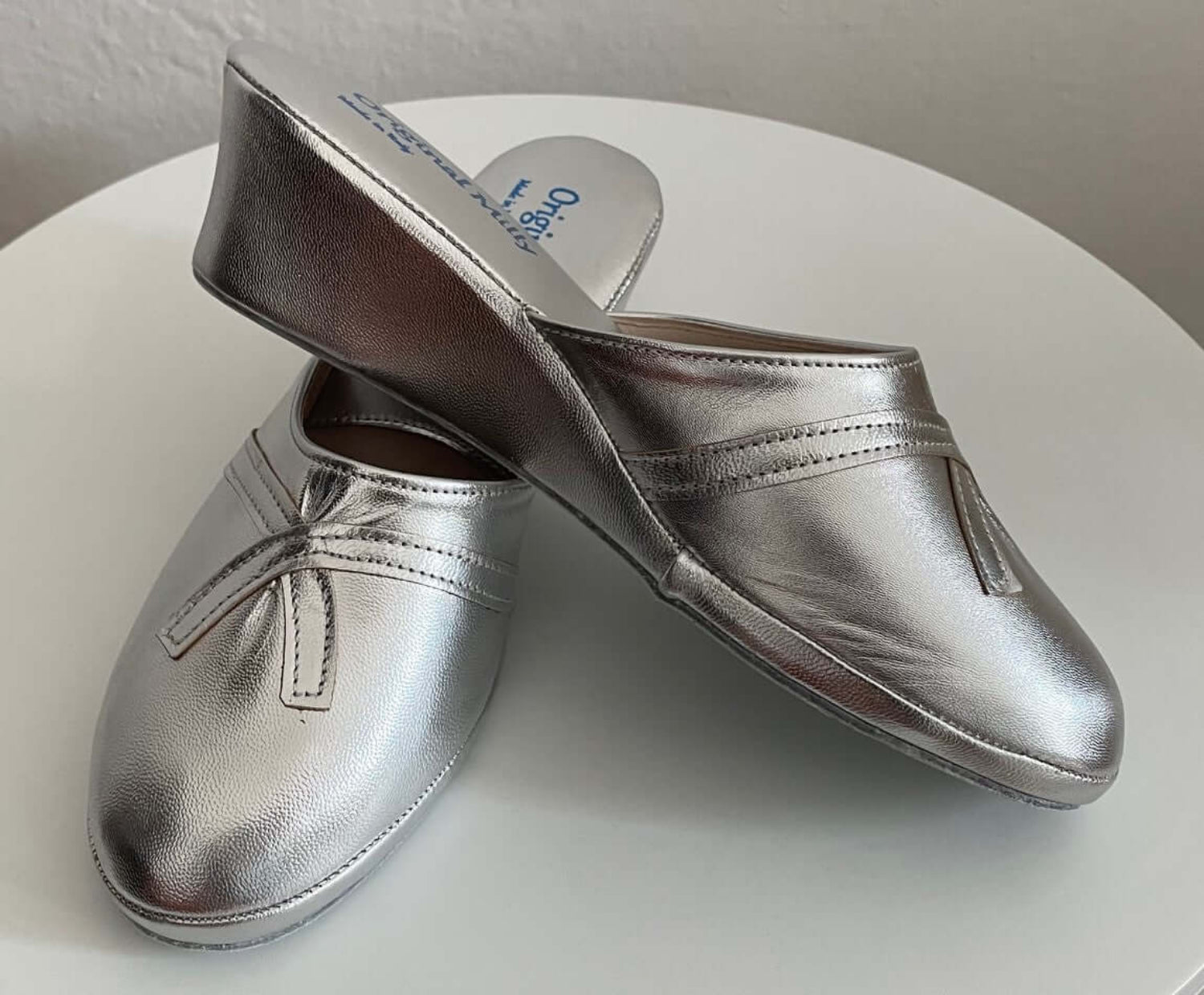 0002 Nappa Argento Suola Bufalo Ciabatte da camera Donna Original Milly Made in Italy