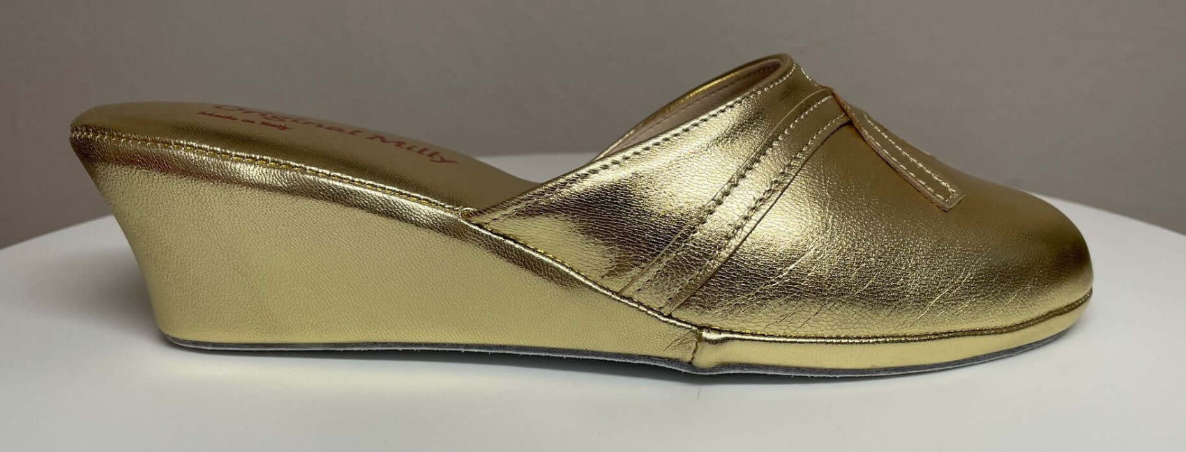 0002 Nappa Oro suola Bufalo Ciabatte da camera Donna Original Milly Made in Italy