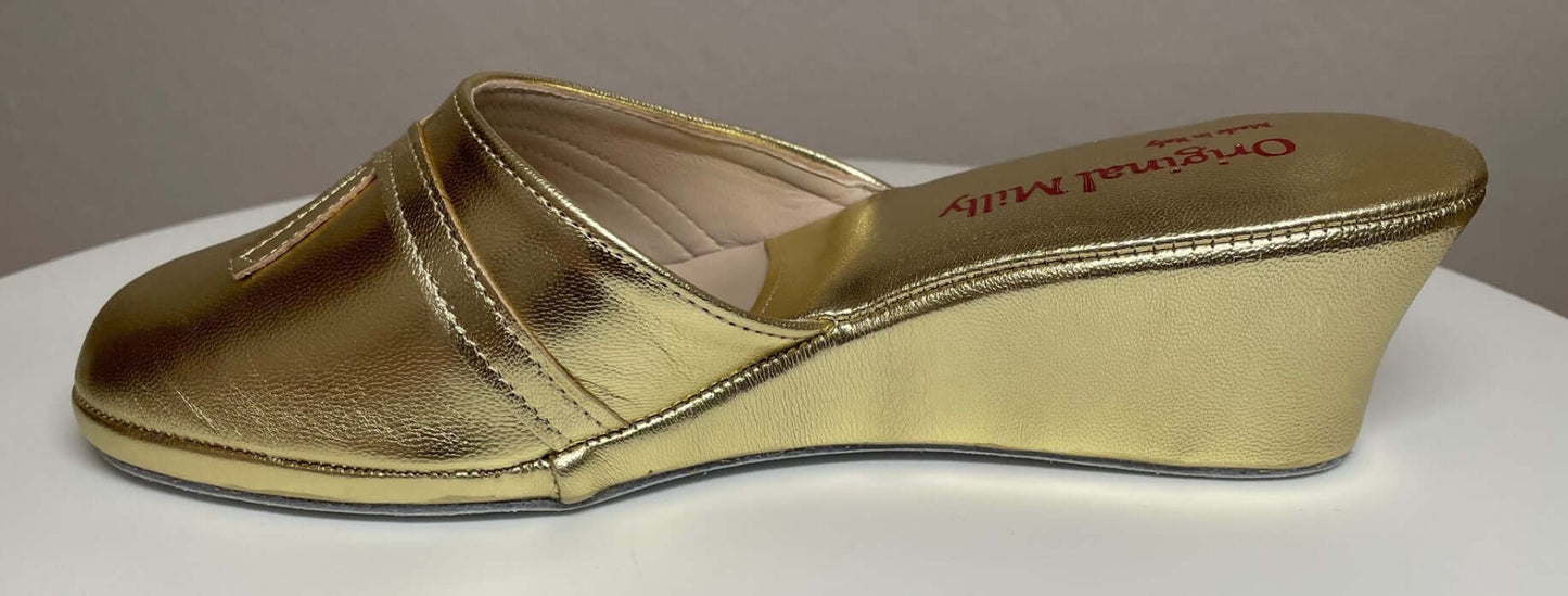 0002 Nappa Oro suola Bufalo Ciabatte da camera Donna Original Milly Made in Italy