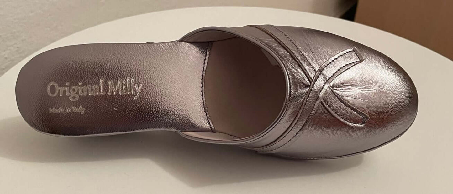 0002 Nappa Piombo suola Bufalo Ciabatte da camera Donna Original Milly Made in Italy