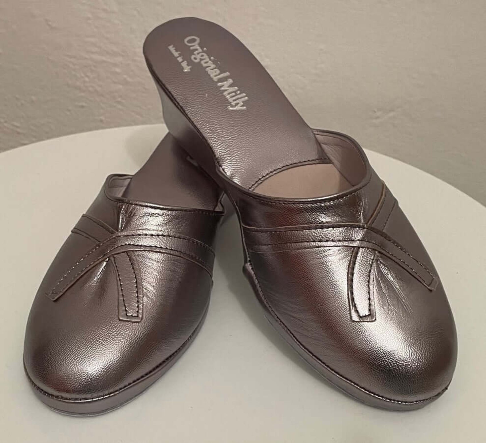 0002 Nappa Piombo suola Bufalo Ciabatte da camera Donna Original Milly Made in Italy