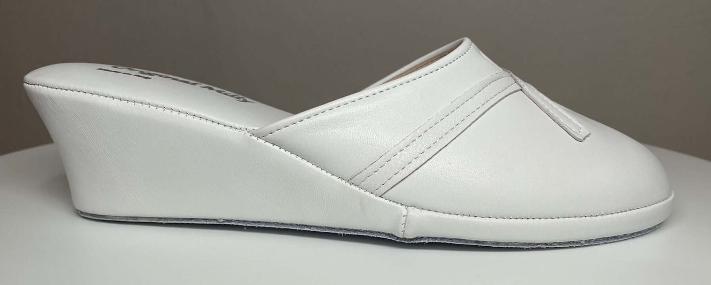 0002 Nappa e Camoscio Bianco suola Bufalo Ciabatte da camera Donna Original Milly Made in Italy