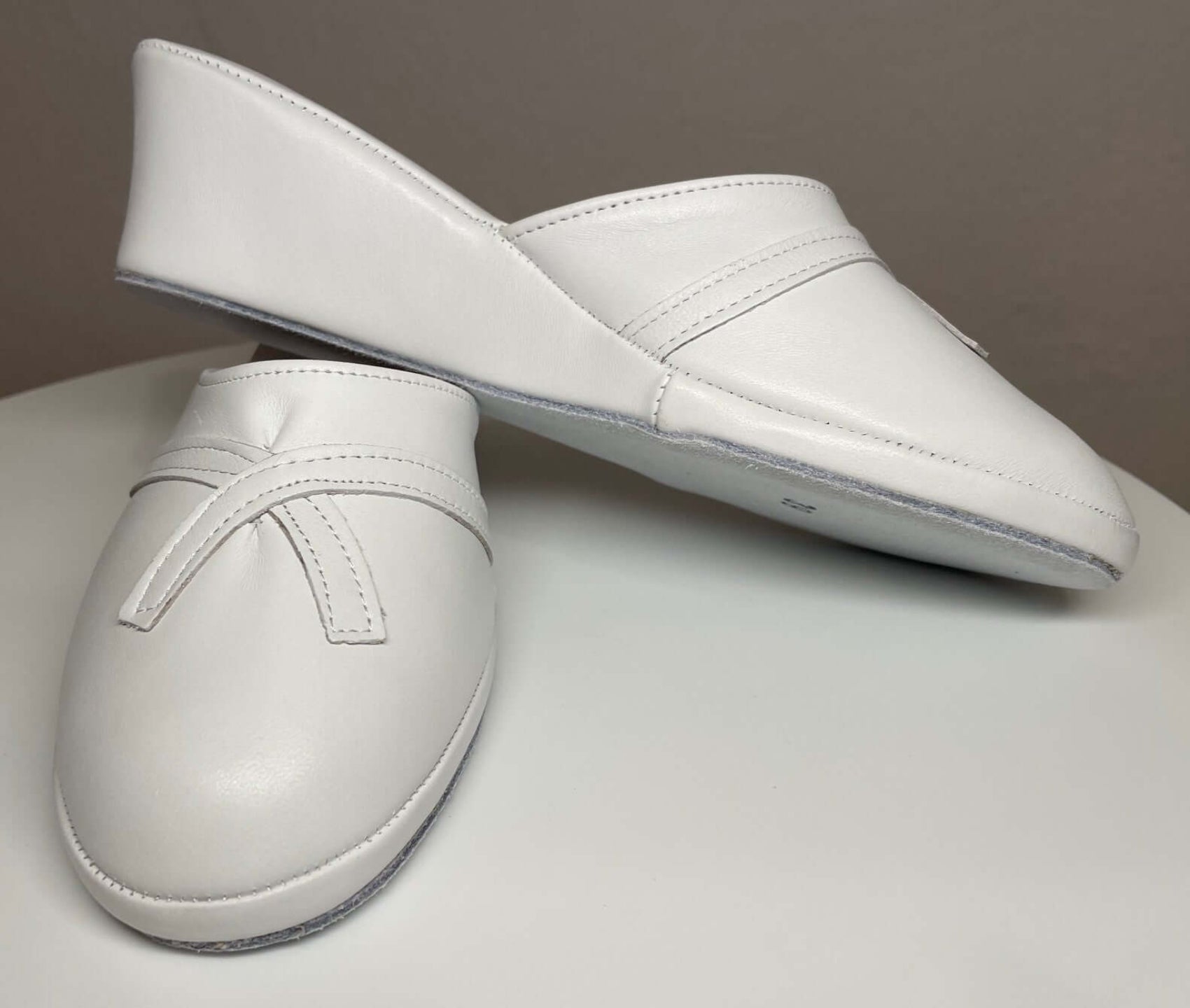 0002 Nappa e Camoscio Bianco suola Bufalo Ciabatte da camera Donna Original Milly Made in Italy