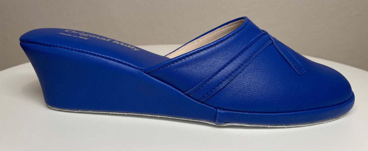 0002 Nappa e Camoscio Blu suola Bufalo Ciabatte da camera Donna Original Milly Made in Italy