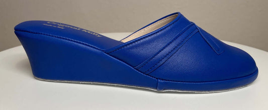 0002 Nappa e Camoscio Blu suola Bufalo Ciabatte da camera Donna Original Milly Made in Italy