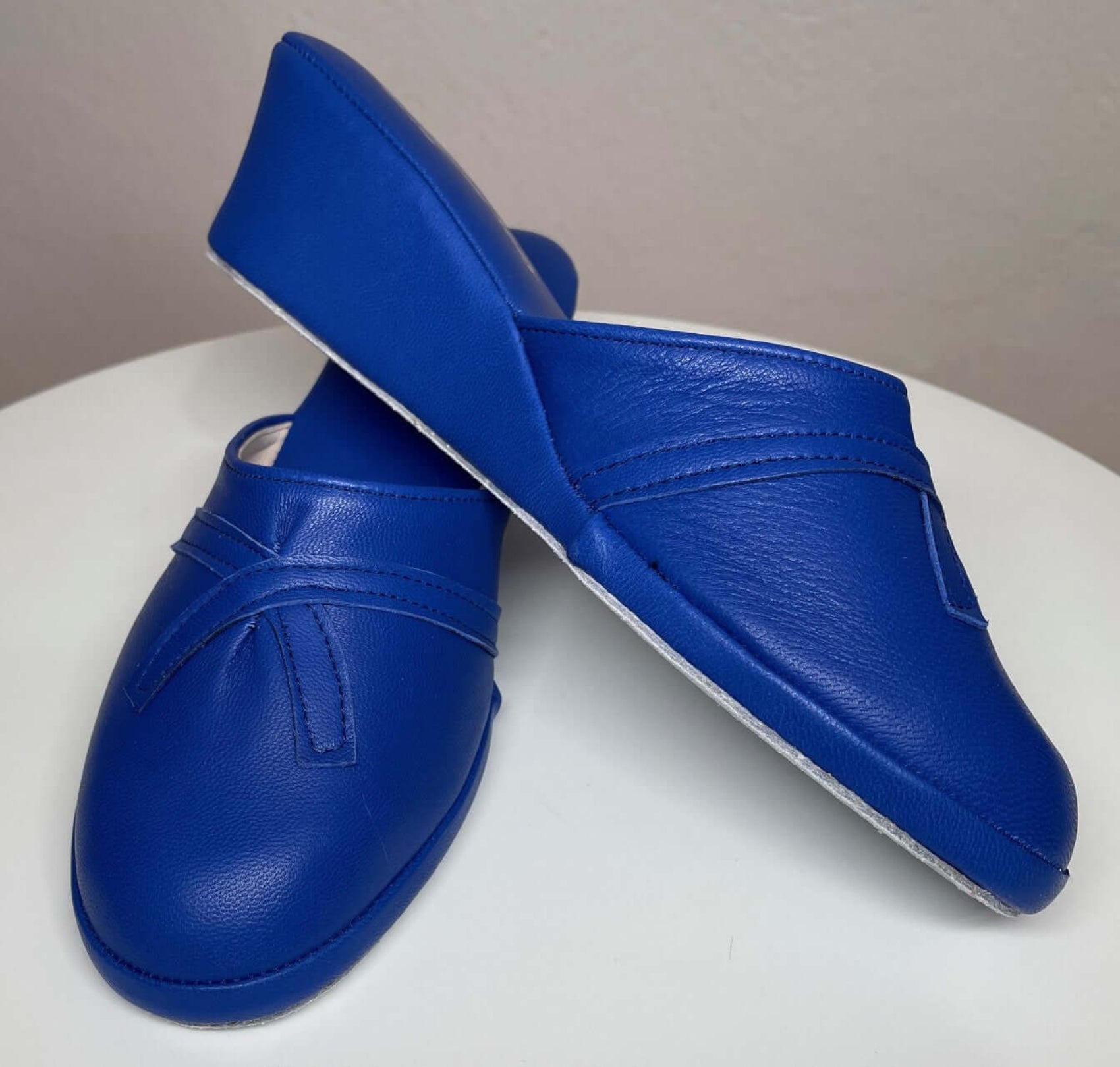 0002 Nappa e Camoscio Blu suola Bufalo Ciabatte da camera Donna Original Milly Made in Italy