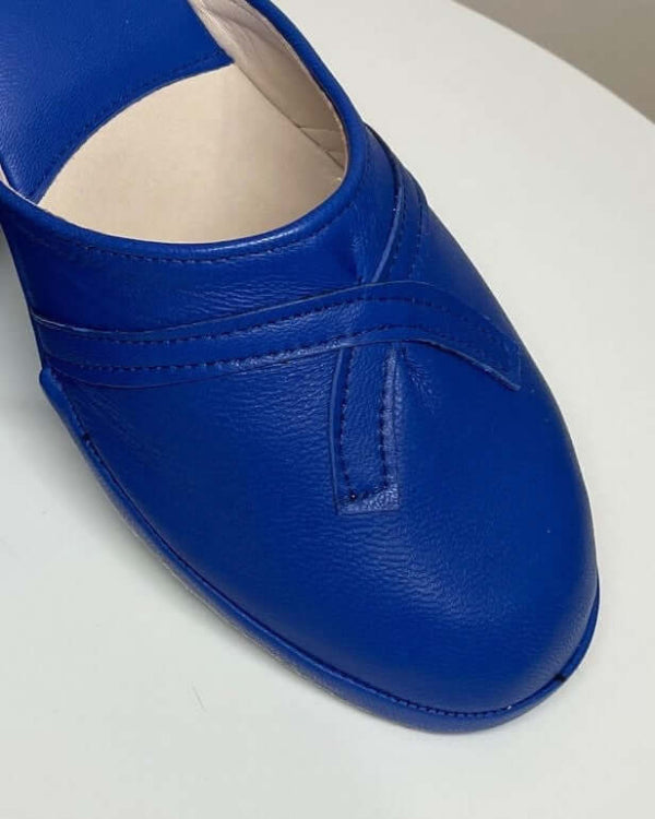 0002 Nappa e Camoscio Blu Suola Bufalo Ciabatte da camera Donna Original Milly Made in Italy