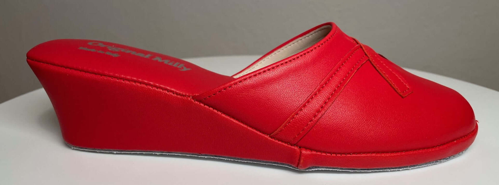 0002 Nappa e Camoscio Rosso suola Bufalo Ciabatte da camera Donna Original Milly Made in Italy