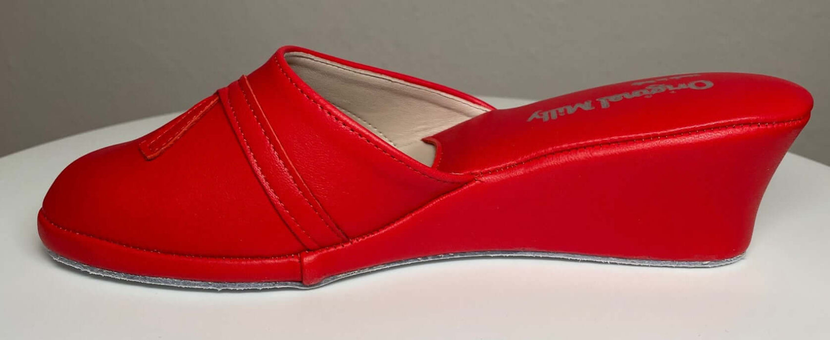 0002 Nappa e Camoscio Rosso suola Bufalo Ciabatte da camera Donna Original Milly Made in Italy