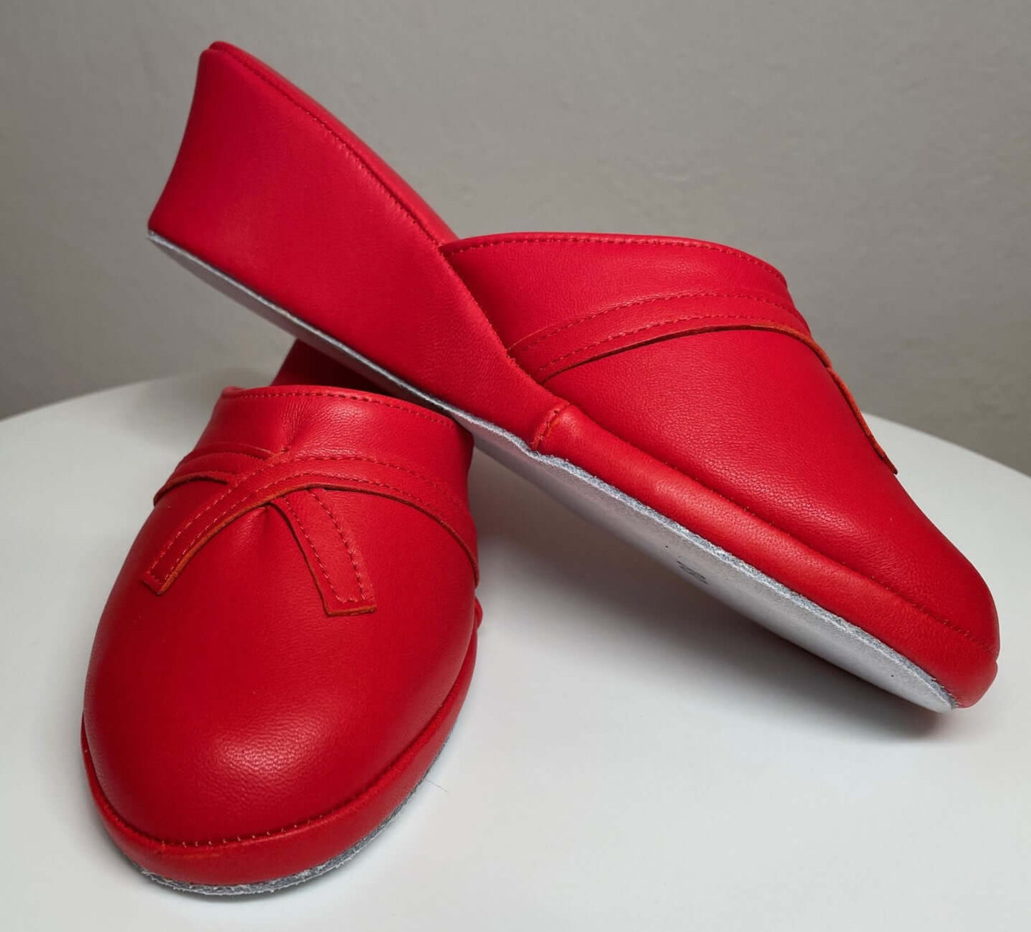 0002 Nappa e Camoscio Rosso suola Bufalo Ciabatte da camera Donna Original Milly Made in Italy