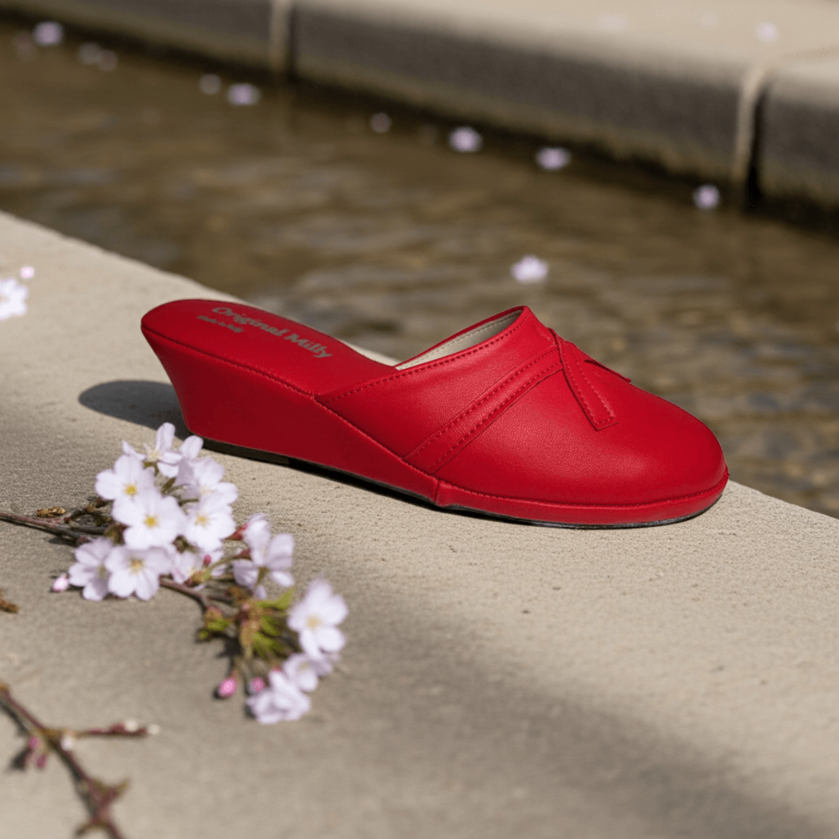 0002 Nappa e Camoscio Rosso Suola Bufalo Ciabatte da camera Donna Original Milly Made in Italy