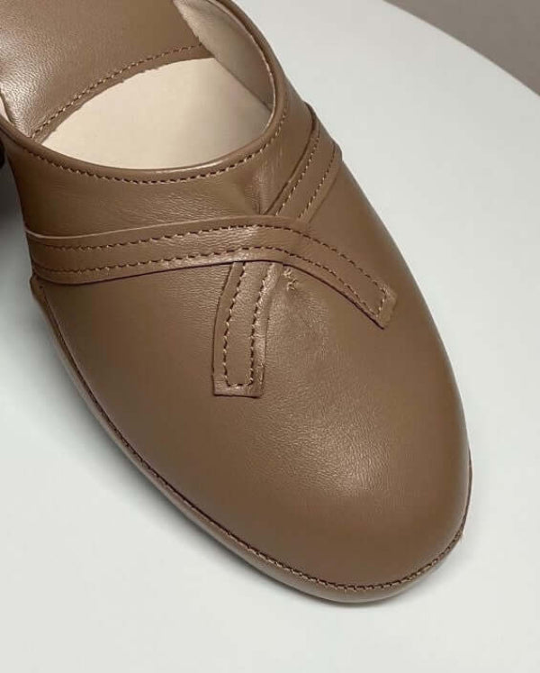 0002 Nappa e Camoscio Taupe Suola Bufalo Ciabatte da camera Donna Original Milly Made in Italy