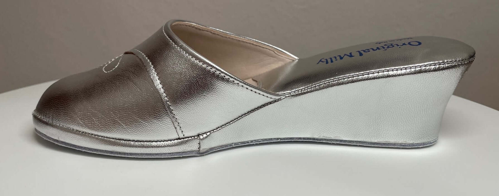 0003 Nappa Argento suola Bufalo Ciabatte da camera Donna Original Milly Made in Italy