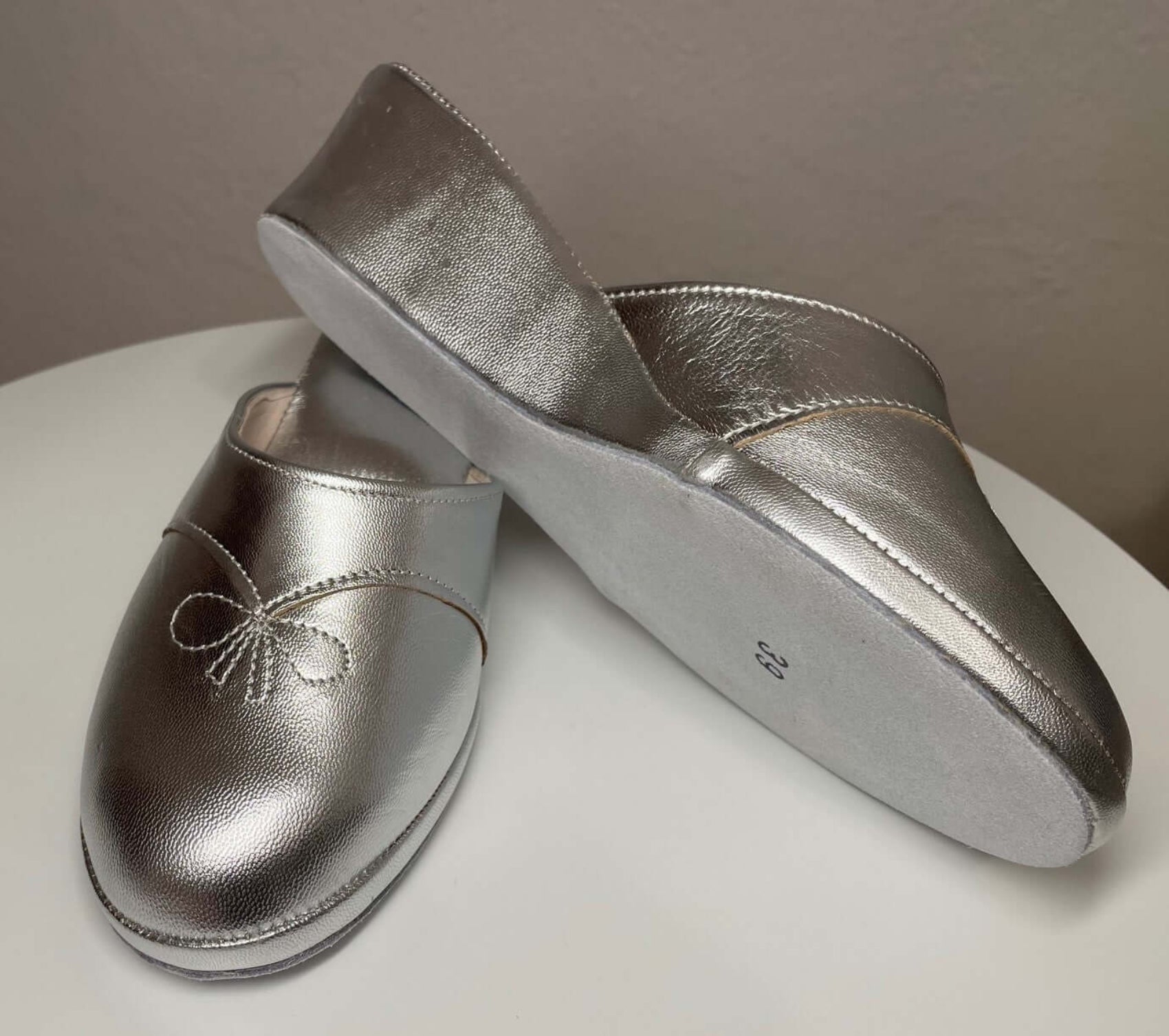 0003 Nappa Argento suola Bufalo Ciabatte da camera Donna Original Milly Made in Italy