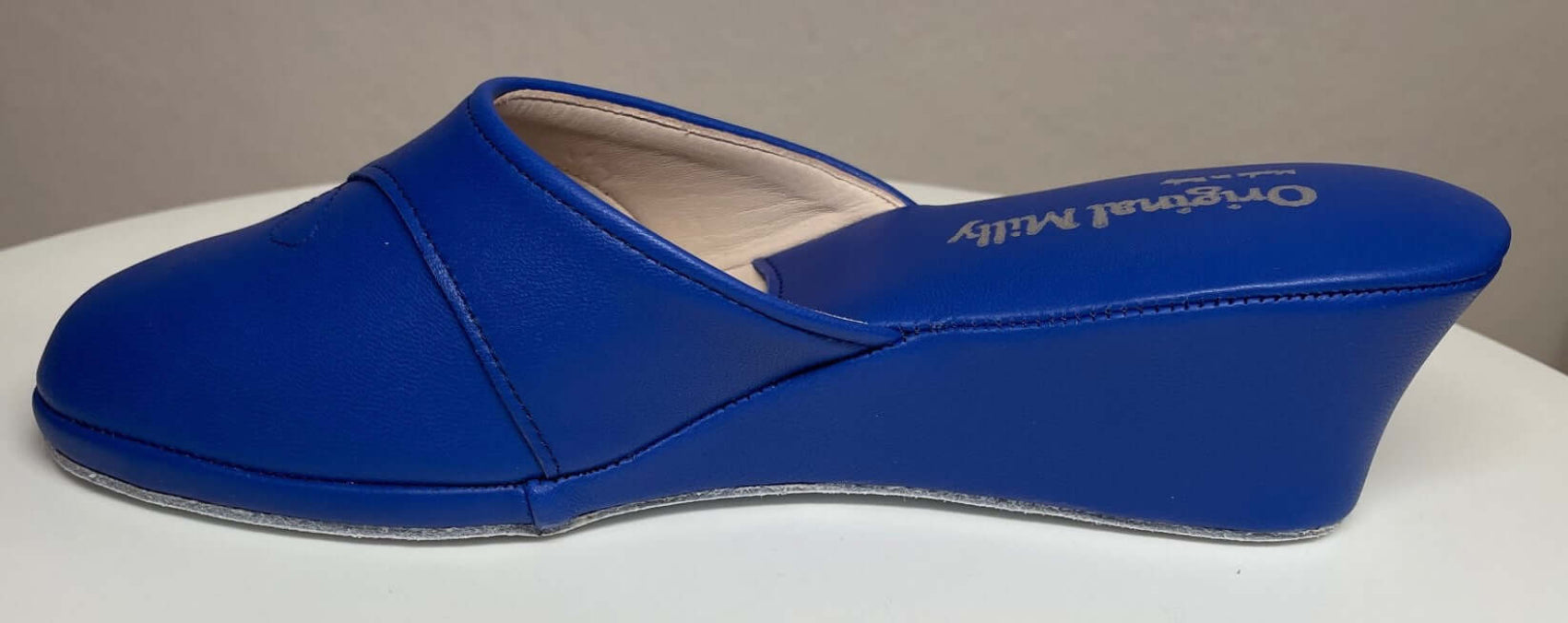 0003 Nappa e Camoscio Blu suola Bufalo Ciabatte da camera Donna Original Milly Made in Italy