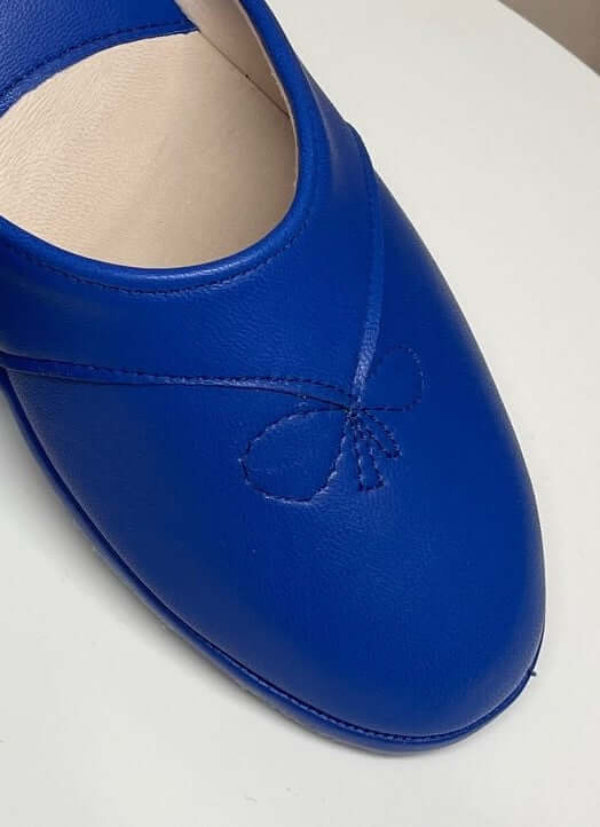 0003 Nappa e Camoscio Blu Suola Bufalo Ciabatte da camera Donna Original Milly Made in Italy