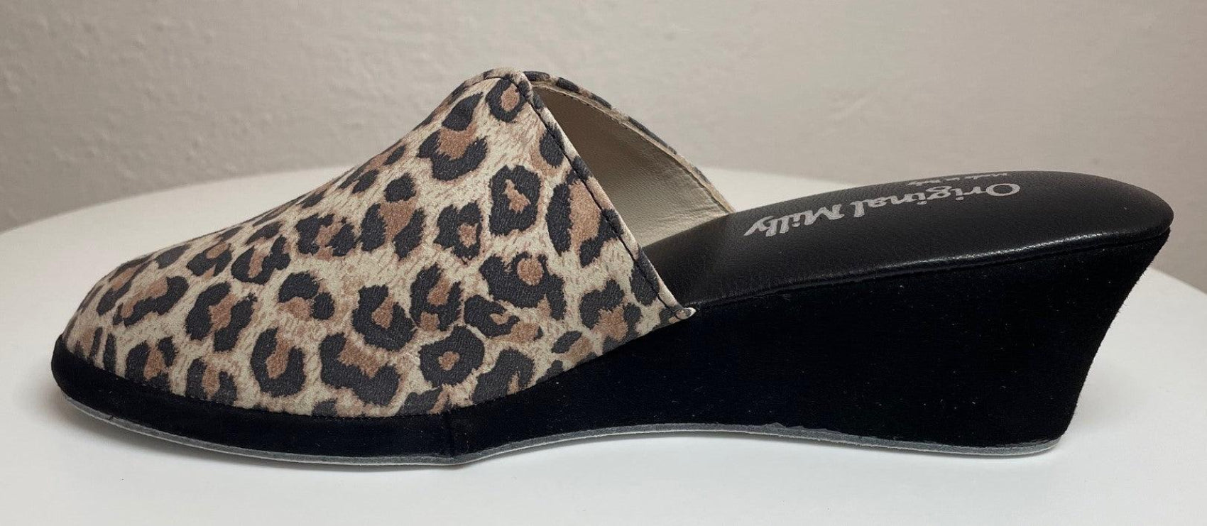 0004 Camoscio Leopardo Suola Bufalo Ciabatte da camera Donna Original Milly Made in Italy