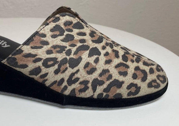 0004 Camoscio Leopardo Suola Bufalo Ciabatte da camera Donna Original Milly Made in Italy
