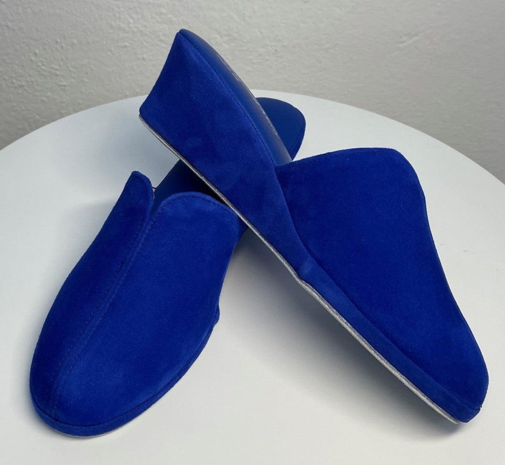 0005 Camoscio Blu Suola Bufalo Ciabatte da camera Donna Original Milly Made in Italy