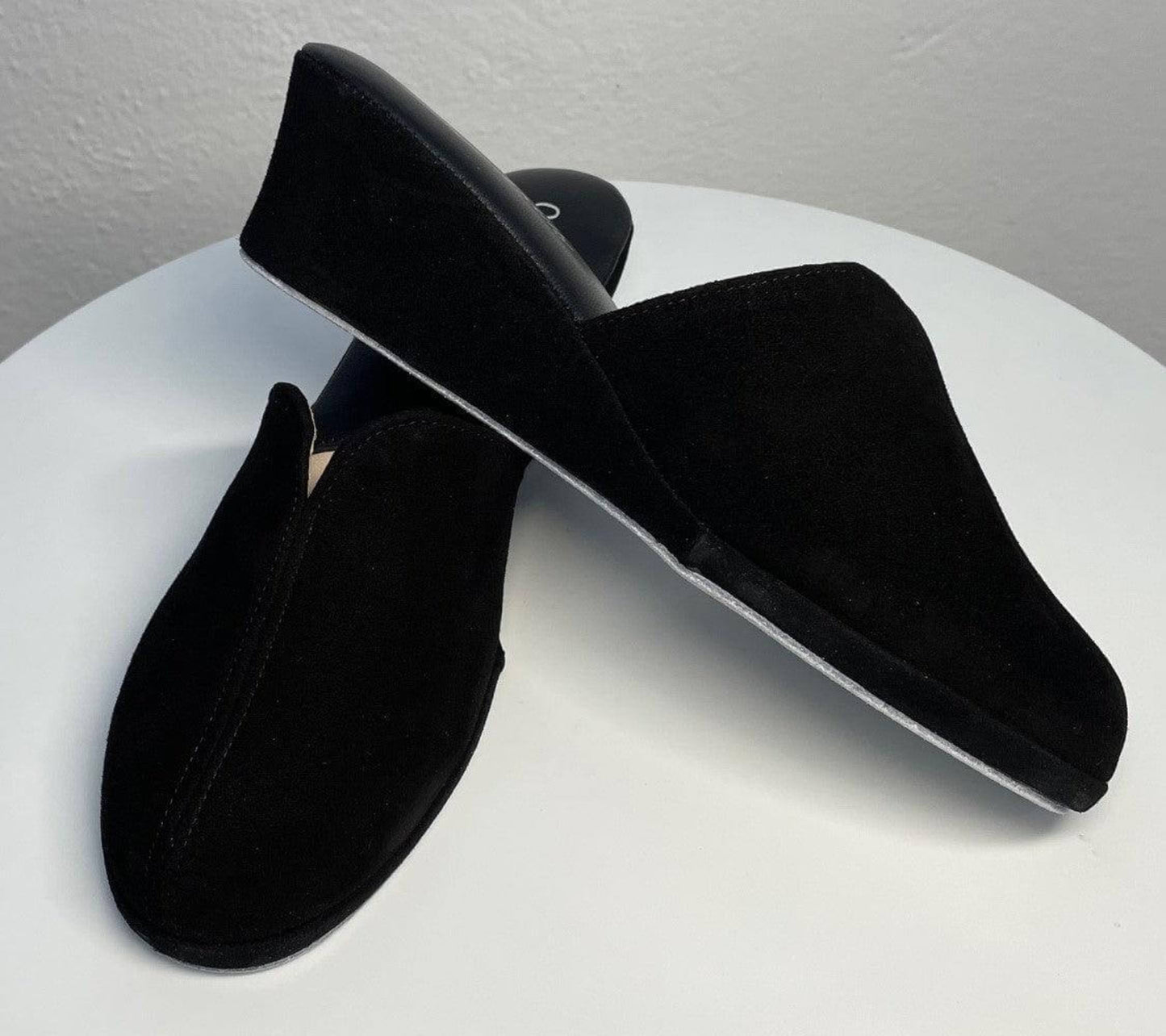 0005 Camoscio Nero Suola Bufalo Ciabatte da camera Donna Original Milly Made in Italy