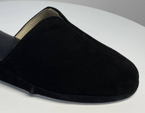 0005 Camoscio Nero Suola Bufalo Ciabatte da camera Donna Original Milly Made in Italy