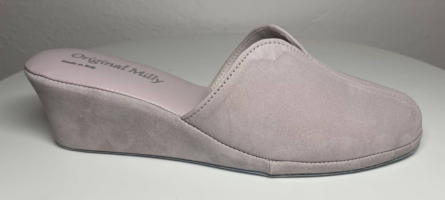 0005 Camoscio Peonia Suola Bufalo Ciabatte da camera Donna Original Milly Made in Italy