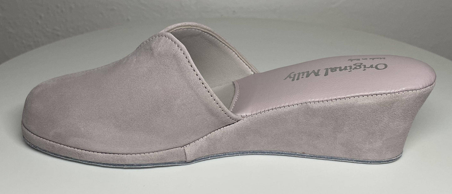 0005 Camoscio Peonia Suola Bufalo Ciabatte da camera Donna Original Milly Made in Italy