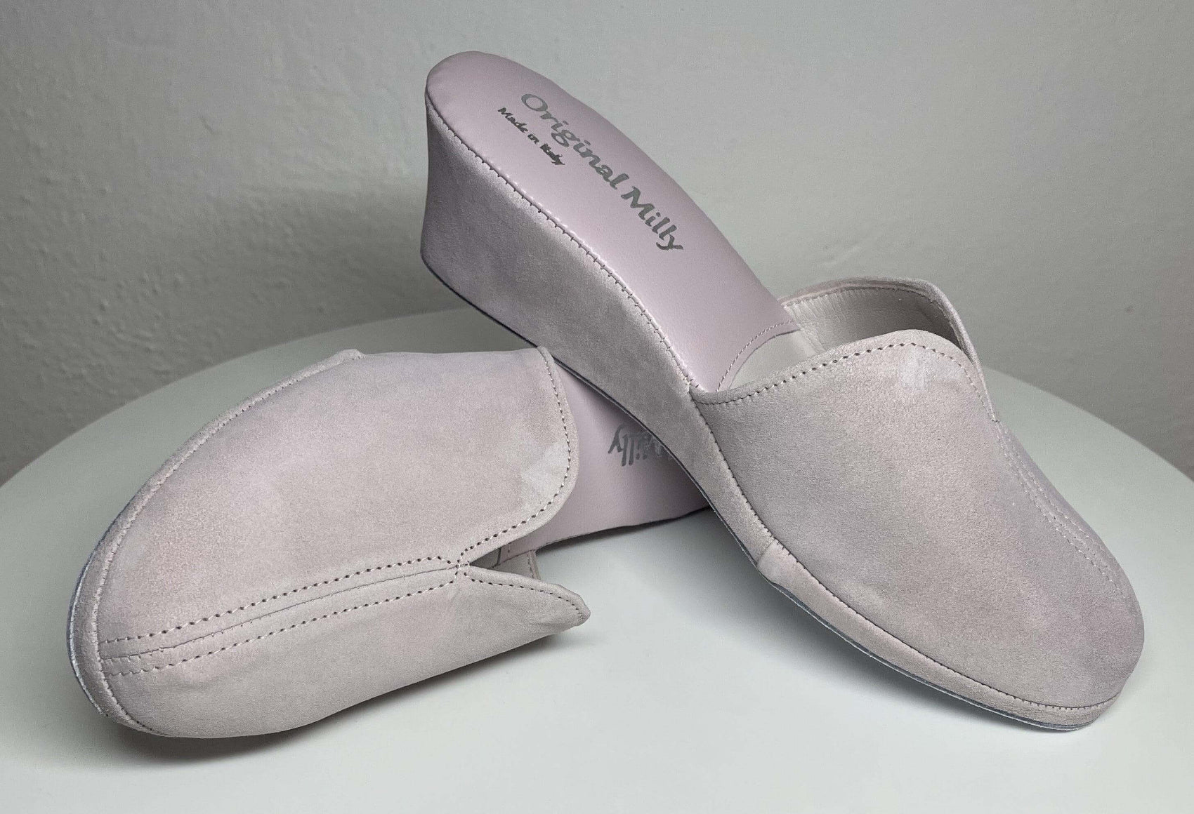 0005 Camoscio Peonia Suola Bufalo Ciabatte da camera Donna Original Milly Made in Italy