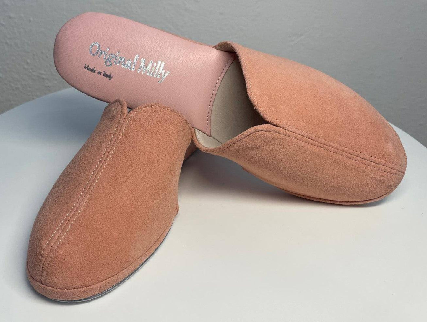 0005 Camoscio Pesca Suola Bufalo Ciabatte da camera Donna Original Milly Made in Italy