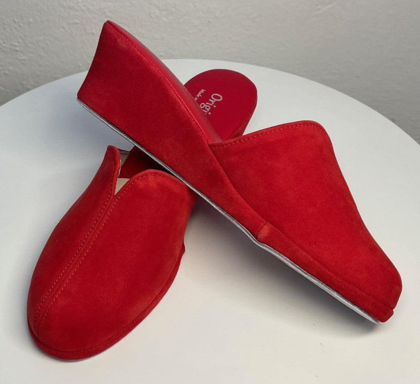 0005 Camoscio Rosso Suola Bufalo Ciabatte da camera Donna Original Milly Made in Italy