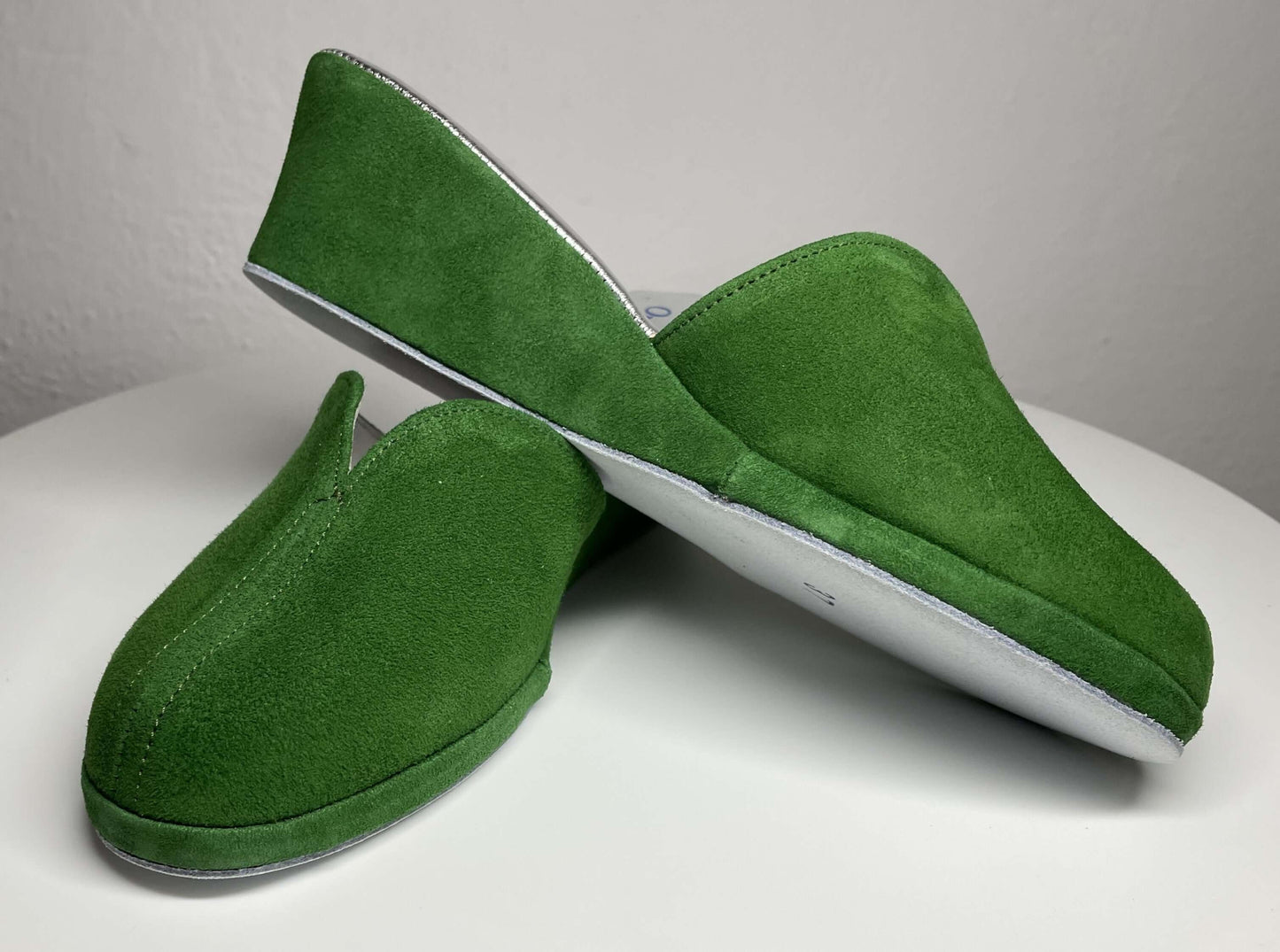 0005 Camoscio Verde Suola Bufalo Ciabatte da camera Donna Original Milly Made in Italy