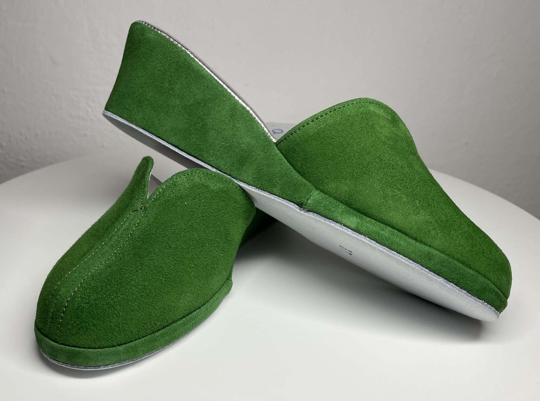 0005 Camoscio Verde Suola Bufalo Ciabatte da camera Donna Original Milly Made in Italy