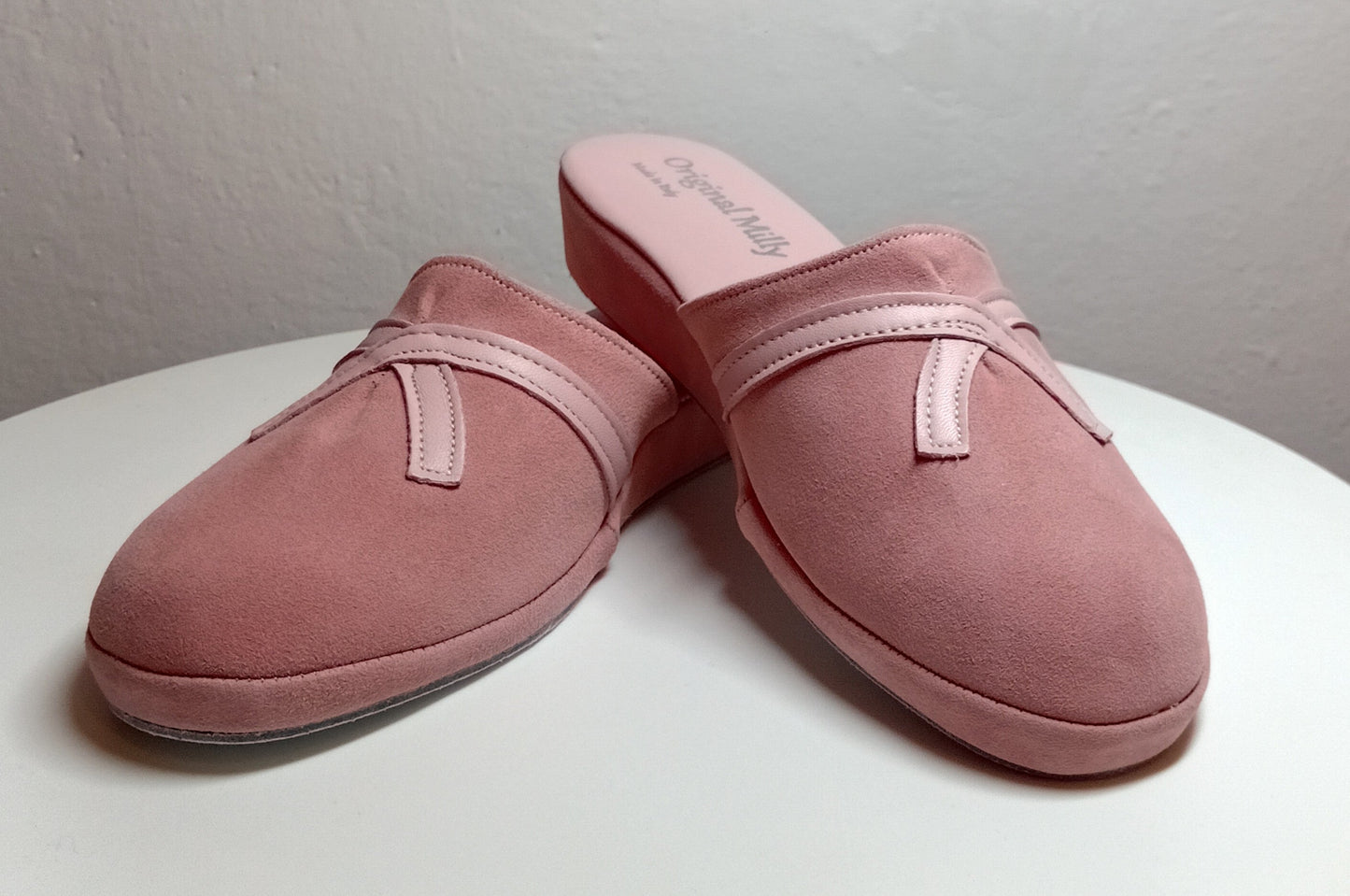 0022 Camoscio e Nappa Pesca Suola Bufalo Ciabatte da camera Donna Original Milly Made in Italy