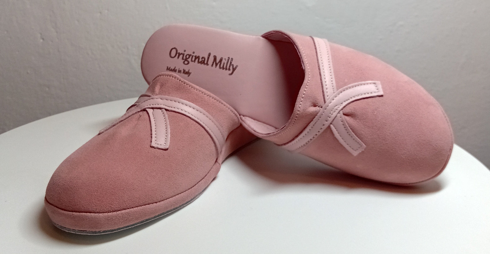 0022 Camoscio e Nappa Pesca Suola Bufalo Ciabatte da camera Donna Original Milly Made in Italy