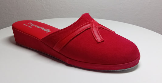 0022 Camoscio e Nappa Rosso Suola Bufalo Ciabatte da camera Donna Original Milly Made in Italy