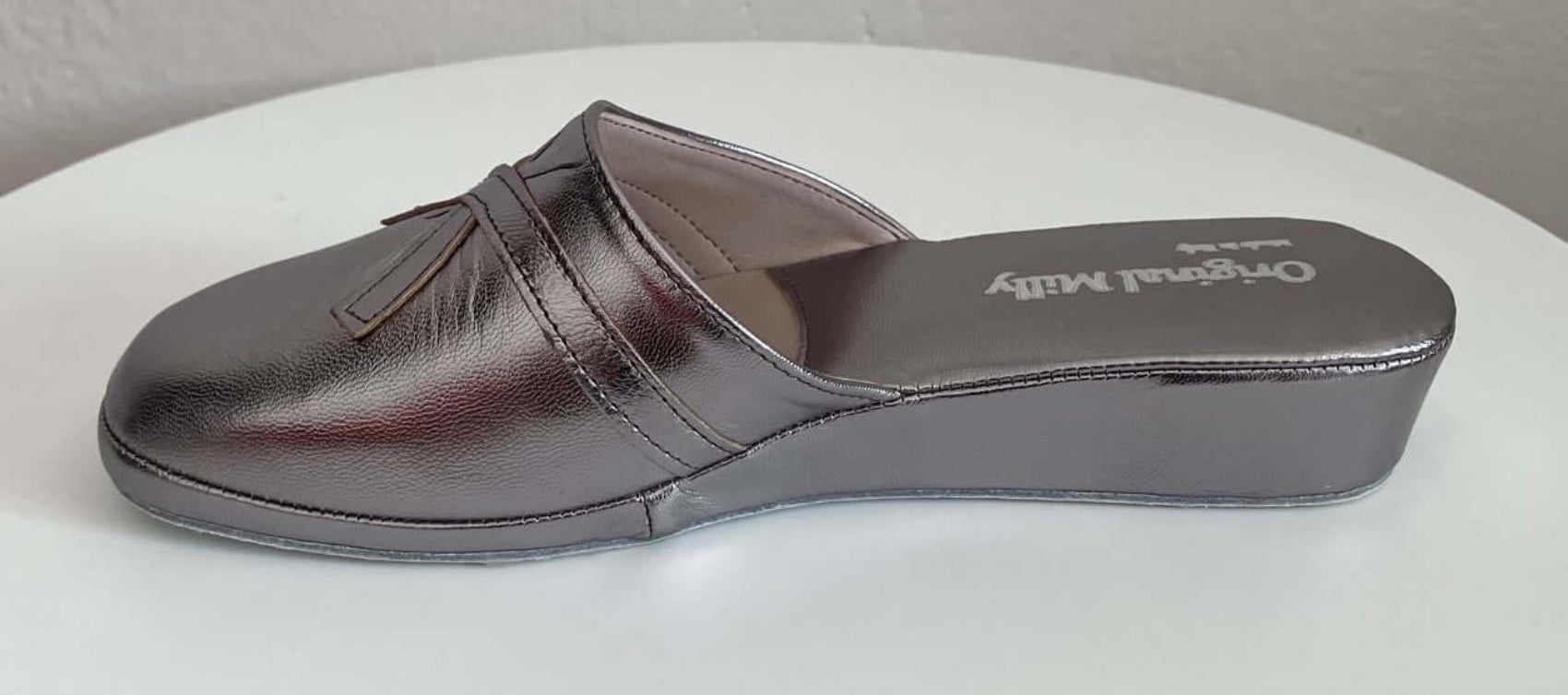 0022 Nappa Piombo Suola Bufalo Ciabatte da camera Donna Original Milly Made in Italy
