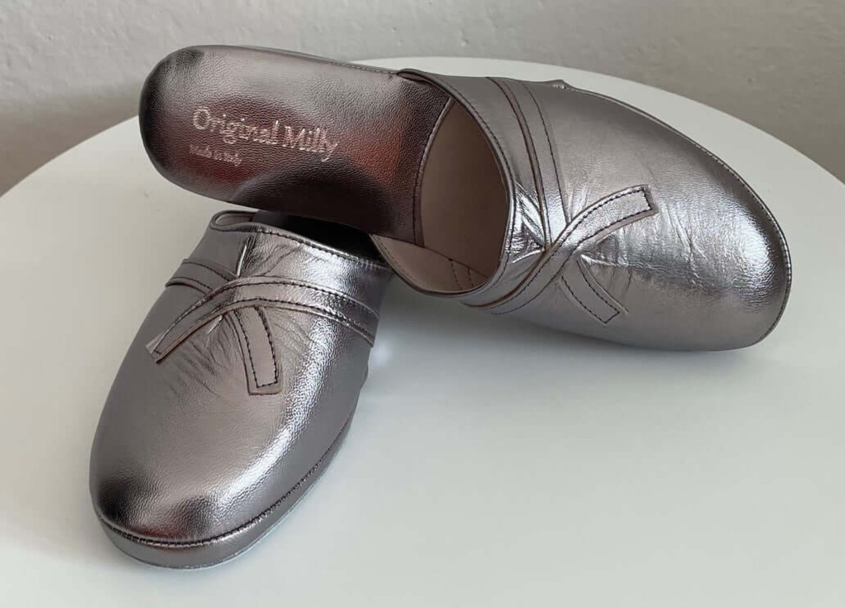 0022 Nappa Piombo Suola Bufalo Ciabatte da camera Donna Original Milly Made in Italy