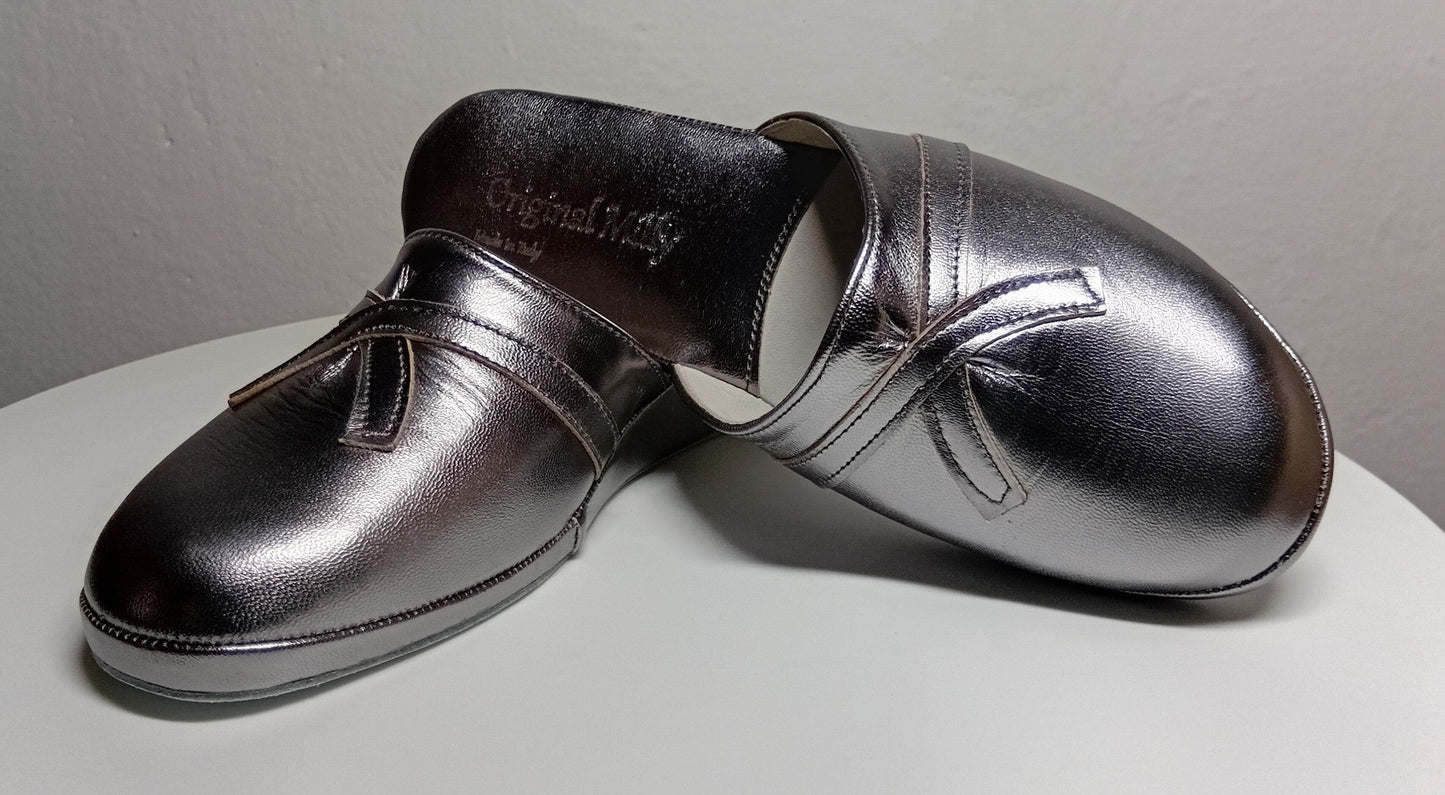 0022 Nappa Piombo Suola Bufalo Ciabatte da camera Donna Original Milly Made in Italy - Foto N 6