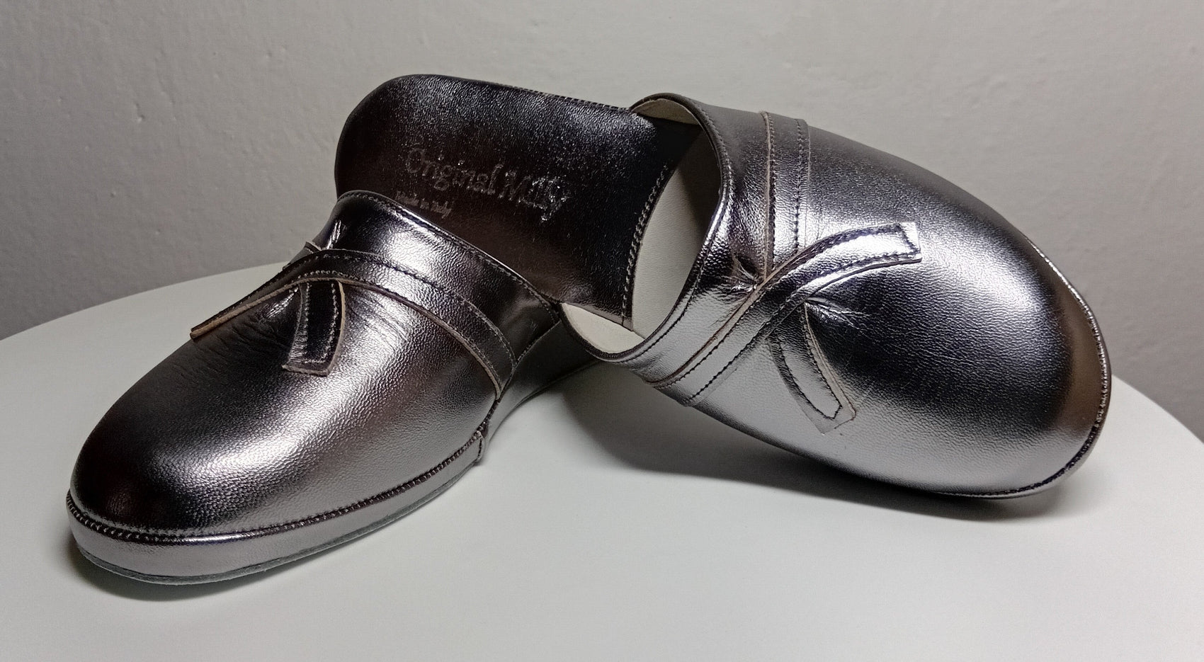 0022 Nappa Piombo Suola Bufalo Ciabatte da camera Donna Original Milly Made in Italy - Foto N 6