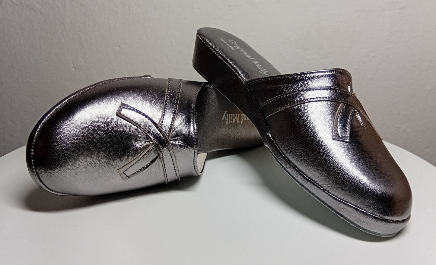 0022 Nappa Piombo Suola Bufalo Ciabatte da camera Donna Original Milly Made in Italy - Foto N 7